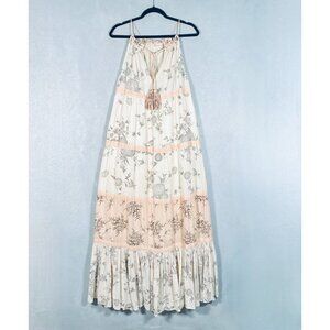 Ulla Johnson Dress Womens L Beige Cotton Tiered Maxi Cottage